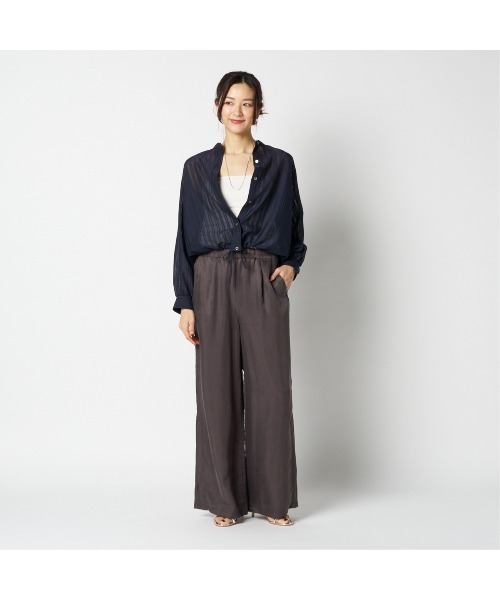 HELIOPOLE(エリオポール)の「SHEER STRIPE DRAWSTRING SHIRT(シャツ/ブラウス・レディース・ベージュ/ネイビー・38)」の18枚目の写真