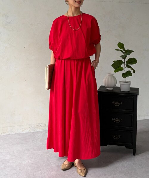 Chez toi(シェトワ)の「【セットアップ】バルーンブラウス×スカートSET(ワンピース・レディース・ブラック/ライトグレー/レッド・FREE)」の17枚目の写真