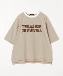 キャメル」に該当するTシャツ/カットソー（ボーダー柄）ファッション
