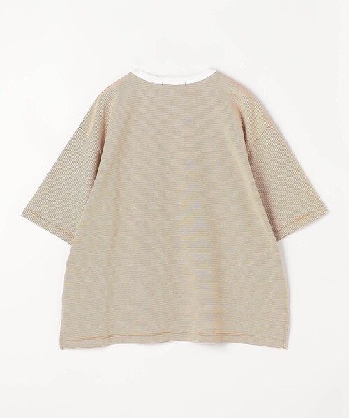 Grand PARK(グランドパーク)の「ミジンボーダーフロッキーロゴTシャツ(Tシャツ/カットソー・レディース・キャメル/ブラック/ブルー・FREE)」の4枚目の写真