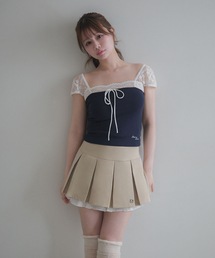 Lace french annie ribbon tops / レースフレンチアニーリボントップス