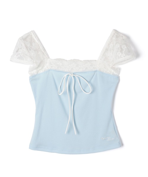 M DOLLY(エムドリー)の「Lace french annie ribbon tops / レースフレンチアニーリボントップス(Tシャツ/カットソー・レディース・ネイビー/ライトブルー・FREE)」の15枚目の写真