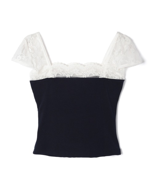 M DOLLY(エムドリー)の「Lace french annie ribbon tops / レースフレンチアニーリボントップス(Tシャツ/カットソー・レディース・ネイビー/ライトブルー・FREE)」の17枚目の写真