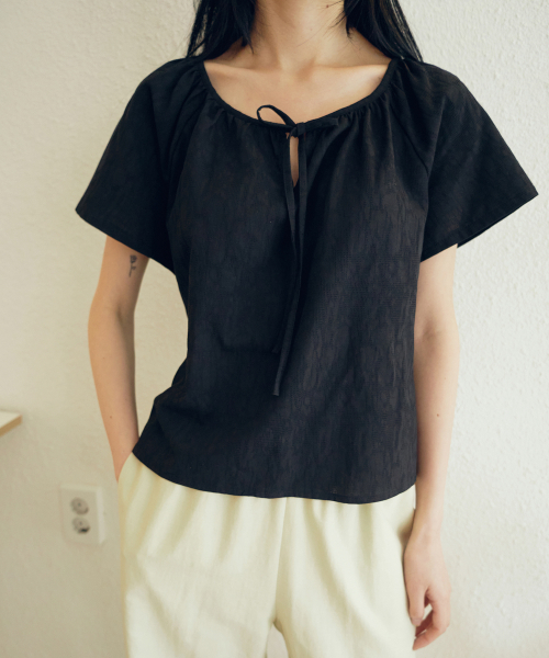 JULIAPEPE(ジュリアペペ)の「String Shirring Blouse (Black)(シャツ/ブラウス・レディース・その他・FREE)」の3枚目の写真