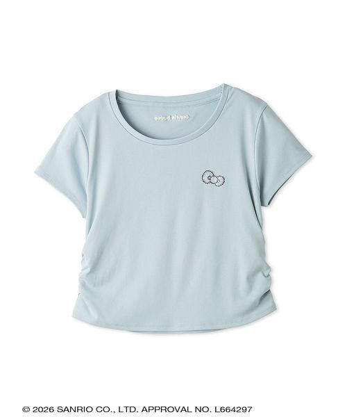 sanrio house(サンリオハウス)の「ハローキティ サイドシャーリングクロップドTシャツ(Tシャツ/カットソー・レディース・グレー/オフホワイト/ライトブルー・F)」の1枚目の写真