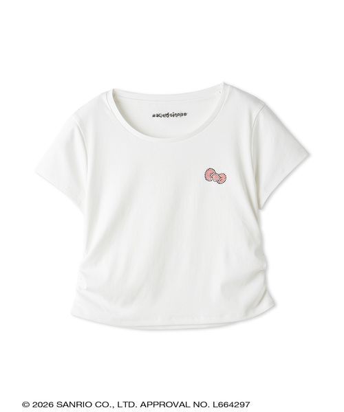 sanrio house(サンリオハウス)の「ハローキティ サイドシャーリングクロップドTシャツ(Tシャツ/カットソー・レディース・グレー/オフホワイト/ライトブルー・F)」の4枚目の写真