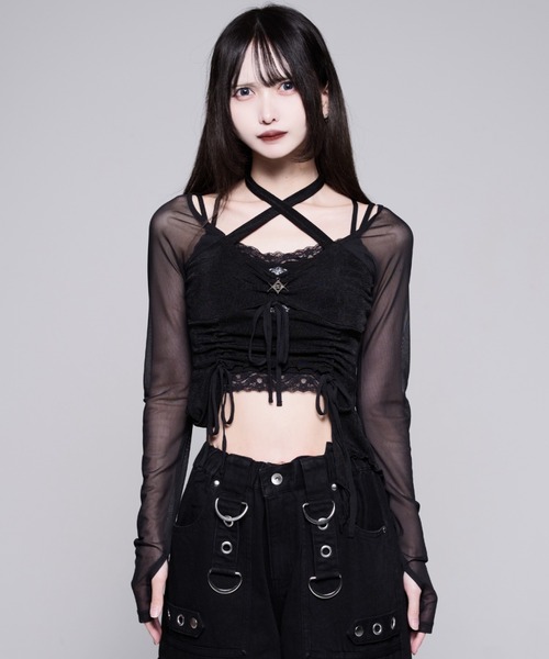 REFLEM(レフレム)の「『REFLEM/レフレム』シャーリングシアートップス(その他トップス・レディース・ブラック/A・L/M)」の1枚目の写真