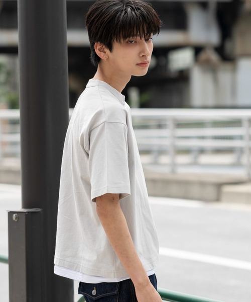 WEGO(ウィゴー)の「WEGO/【26年春夏新作】フェイクレイヤードキーネックT(ポロシャツ・メンズ・ライトグレー/スミクロ・MEDIUM/LARGE)」の19枚目の写真
