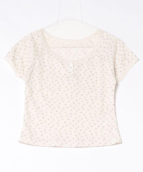 frunco(フランコ)の「小花柄サーマルヘンリーネックT(Tシャツ/カットソー・レディース・ブルー/アイボリー/ホワイト・FREE)」の7枚目の写真