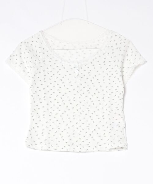 frunco(フランコ)の「小花柄サーマルヘンリーネックT(Tシャツ/カットソー・レディース・ブルー/アイボリー/ホワイト・FREE)」の5枚目の写真