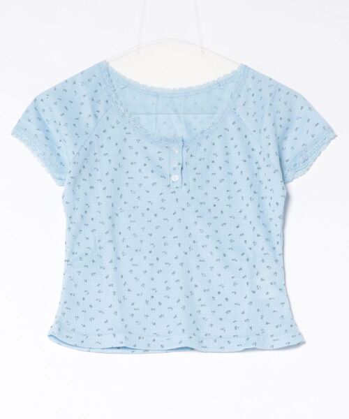 frunco(フランコ)の「小花柄サーマルヘンリーネックT(Tシャツ/カットソー・レディース・ブルー/アイボリー/ホワイト・FREE)」の6枚目の写真