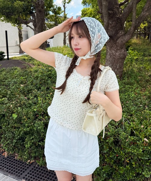frunco(フランコ)の「小花柄サーマルヘンリーネックT(Tシャツ/カットソー・レディース・ブルー/アイボリー/ホワイト・FREE)」の13枚目の写真