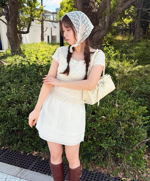 frunco(フランコ)の「小花柄サーマルヘンリーネックT(Tシャツ/カットソー・レディース・ブルー/アイボリー/ホワイト・FREE)」の14枚目の写真