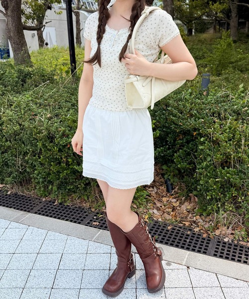 frunco(フランコ)の「小花柄サーマルヘンリーネックT(Tシャツ/カットソー・レディース・ブルー/アイボリー/ホワイト・FREE)」の15枚目の写真