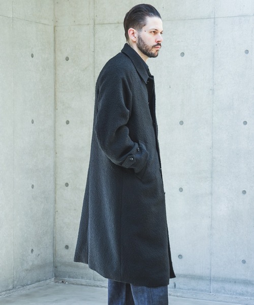 MR.OLIVE(ミスターオリーブ)の「TECH TWEED HERRINGBONE / BALMACAAN COAT /M263127(ステンカラーコート・メンズ・ブラック/ブラック×ホワイト・MEDIUM/SMALL/LARGE)」の3枚目の写真