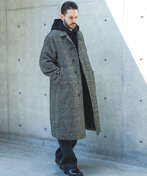 MR.OLIVE(ミスターオリーブ)の「TECH TWEED HERRINGBONE / BALMACAAN COAT /M263127(ステンカラーコート・メンズ・ブラック/ブラック×ホワイト・MEDIUM/SMALL/LARGE)」の7枚目の写真