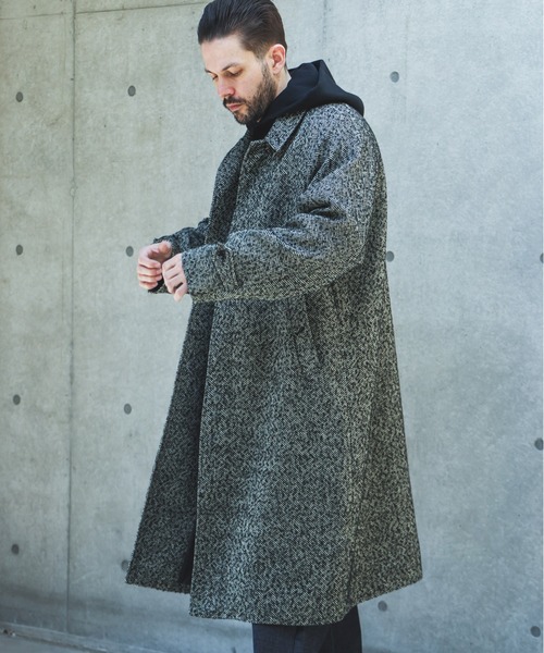 MR.OLIVE(ミスターオリーブ)の「TECH TWEED HERRINGBONE / BALMACAAN COAT /M263127(ステンカラーコート・メンズ・ブラック/ブラック×ホワイト・MEDIUM/SMALL/LARGE)」の8枚目の写真