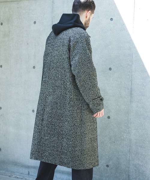 MR.OLIVE(ミスターオリーブ)の「TECH TWEED HERRINGBONE / BALMACAAN COAT /M263127(ステンカラーコート・メンズ・ブラック/ブラック×ホワイト・MEDIUM/SMALL/LARGE)」の9枚目の写真