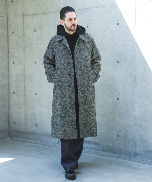 MR.OLIVE(ミスターオリーブ)の「TECH TWEED HERRINGBONE / BALMACAAN COAT /M263127(ステンカラーコート・メンズ・ブラック/ブラック×ホワイト・MEDIUM/SMALL/LARGE)」の10枚目の写真