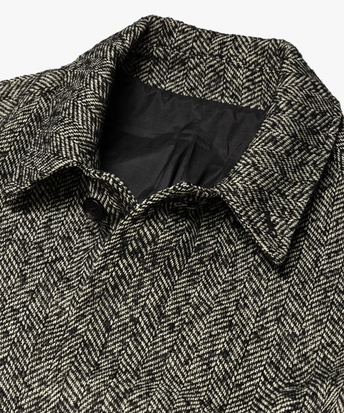 MR.OLIVE(ミスターオリーブ)の「TECH TWEED HERRINGBONE / BALMACAAN COAT /M263127(ステンカラーコート・メンズ・ブラック/ブラック×ホワイト・MEDIUM/SMALL/LARGE)」の14枚目の写真