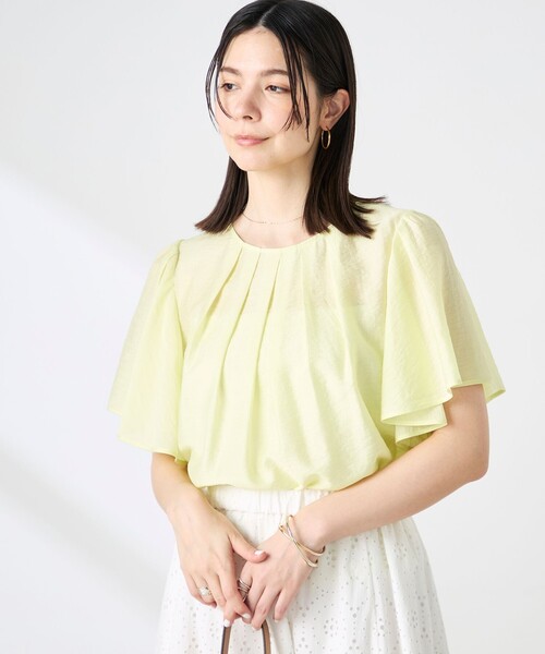 NOLLEY’S(ノーリーズ)の「【BECシリーズ】ウォッシャブルリネン混袖フリルブラウス(シャツ/ブラウス・レディース・イエロー/グレイッシュベージュ・38)」の7枚目の写真