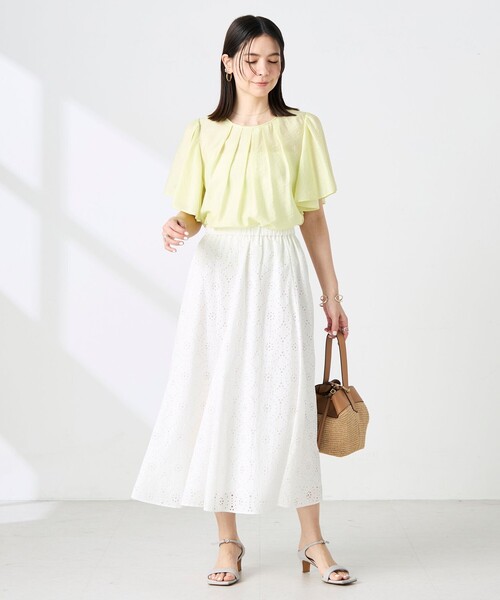 NOLLEY’S(ノーリーズ)の「【BECシリーズ】ウォッシャブルリネン混袖フリルブラウス(シャツ/ブラウス・レディース・イエロー/グレイッシュベージュ・38)」の9枚目の写真