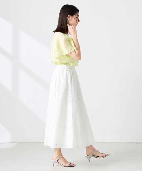 NOLLEY’S(ノーリーズ)の「【BECシリーズ】ウォッシャブルリネン混袖フリルブラウス(シャツ/ブラウス・レディース・イエロー/グレイッシュベージュ・38)」の13枚目の写真