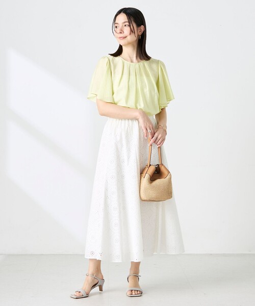 NOLLEY’S(ノーリーズ)の「【BECシリーズ】ウォッシャブルリネン混袖フリルブラウス(シャツ/ブラウス・レディース・イエロー/グレイッシュベージュ・38)」の15枚目の写真