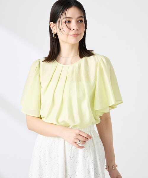 NOLLEY’S(ノーリーズ)の「【BECシリーズ】ウォッシャブルリネン混袖フリルブラウス(シャツ/ブラウス・レディース・イエロー/グレイッシュベージュ・38)」の16枚目の写真