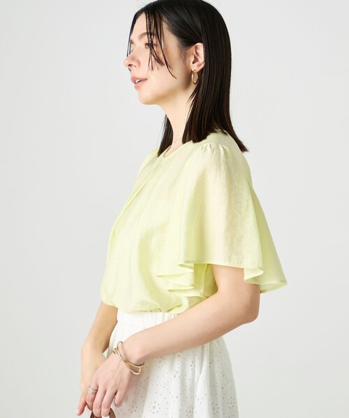 NOLLEY’S(ノーリーズ)の「【BECシリーズ】ウォッシャブルリネン混袖フリルブラウス(シャツ/ブラウス・レディース・イエロー/グレイッシュベージュ・38)」の17枚目の写真