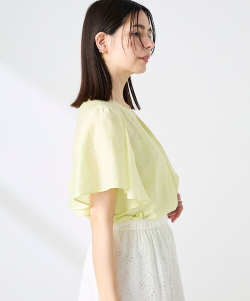 NOLLEY’S(ノーリーズ)の「【BECシリーズ】ウォッシャブルリネン混袖フリルブラウス(シャツ/ブラウス・レディース・イエロー/グレイッシュベージュ・38)」の21枚目の写真