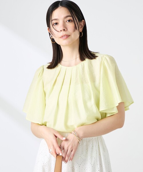 NOLLEY’S(ノーリーズ)の「【BECシリーズ】ウォッシャブルリネン混袖フリルブラウス(シャツ/ブラウス・レディース・イエロー/グレイッシュベージュ・38)」の22枚目の写真
