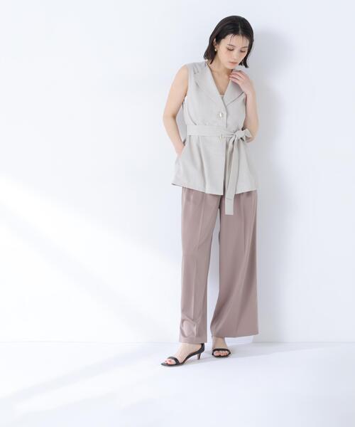 NATURAL BEAUTY BASIC（ナチュラルビューティーベーシック）の「サテンタックワイドパンツ（その他パンツ・レディース・ベージュ/ネイビー・MEDIUM/P/S）」の6枚目の写真