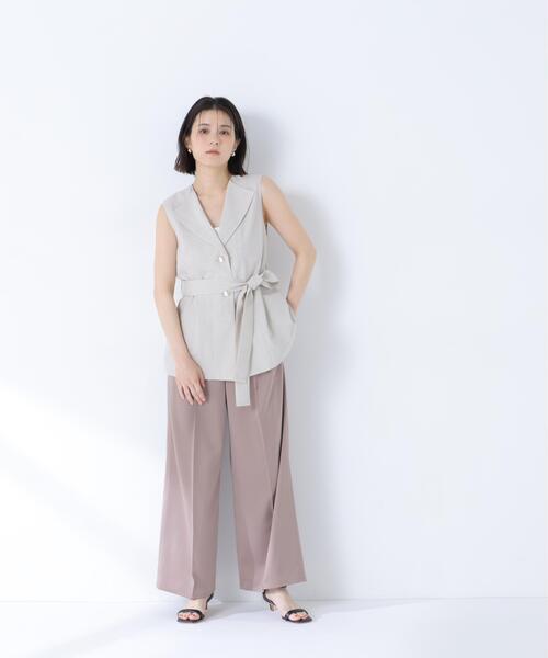 NATURAL BEAUTY BASIC（ナチュラルビューティーベーシック）の「サテンタックワイドパンツ（その他パンツ・レディース・ベージュ/ネイビー・MEDIUM/P/S）」の8枚目の写真