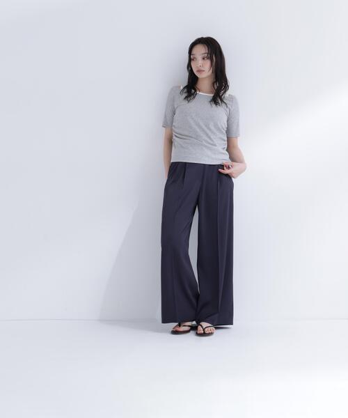 NATURAL BEAUTY BASIC（ナチュラルビューティーベーシック）の「サテンタックワイドパンツ（その他パンツ・レディース・ベージュ/ネイビー・MEDIUM/P/S）」の20枚目の写真