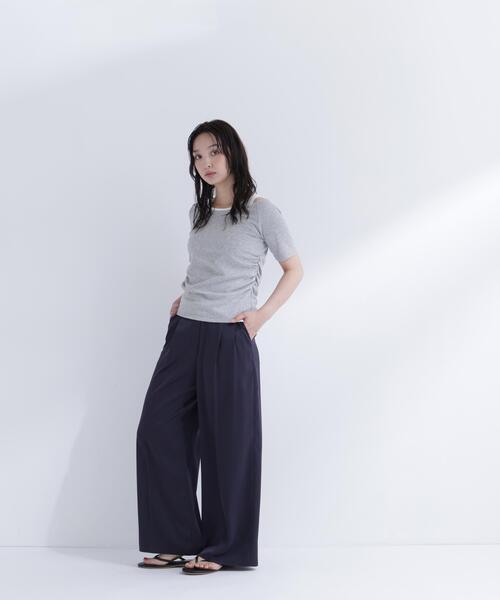 NATURAL BEAUTY BASIC（ナチュラルビューティーベーシック）の「サテンタックワイドパンツ（その他パンツ・レディース・ベージュ/ネイビー・MEDIUM/P/S）」の21枚目の写真