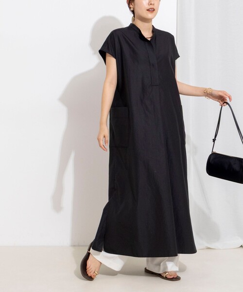 NOLLEY’S(ノーリーズ)の「【WEB&一部店舗限定カラー】ウォッシャブルエクセルテックタンブラースタンドカラースキッパーワンピース(ワンピース・レディース・カーキ/ベージュ系その他2/ブラック・1/2)」の1枚目の写真