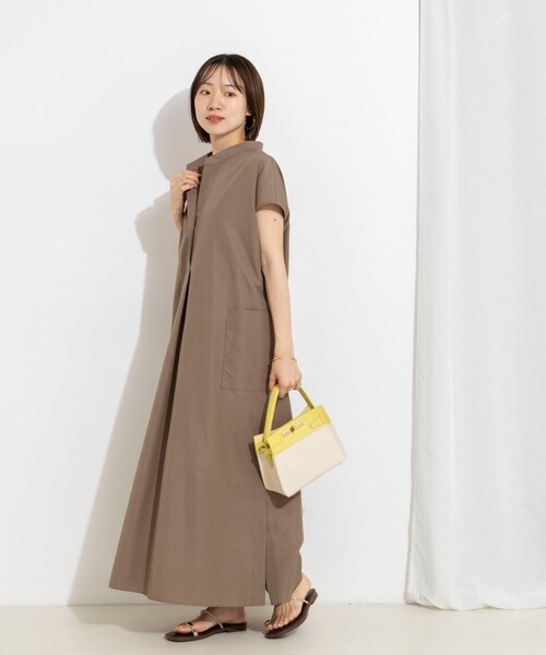 NOLLEY’S(ノーリーズ)の「【WEB&一部店舗限定カラー】ウォッシャブルエクセルテックタンブラースタンドカラースキッパーワンピース(ワンピース・レディース・カーキ/ベージュ系その他2/ブラック・1/2)」の4枚目の写真