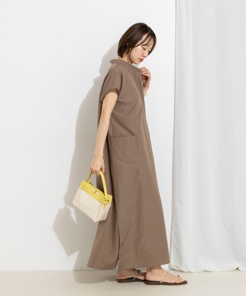 NOLLEY’S(ノーリーズ)の「【WEB&一部店舗限定カラー】ウォッシャブルエクセルテックタンブラースタンドカラースキッパーワンピース(ワンピース・レディース・カーキ/ベージュ系その他2/ブラック・1/2)」の6枚目の写真