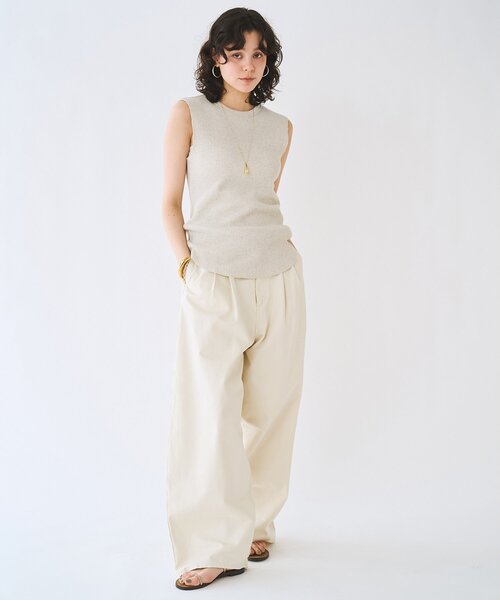 Whim Gazette(ウィムガゼット)の「ワッフルノースリーブプルオーバー(Tシャツ/カットソー・レディース・ベージュ/ブラック/チャコールグレー・FREE)」の11枚目の写真