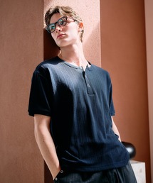 Adoon plain（アドーンプレーン）の「SNAP BUTTON RIB HENRY NECK T / スナップボタンリブヘンリーネックT（Tシャツ/カットソー）」