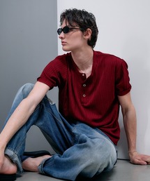 Adoon plain（アドーンプレーン）の「SNAP BUTTON RIB HENRY NECK T / スナップボタンリブヘンリーネックT（Tシャツ/カットソー）」