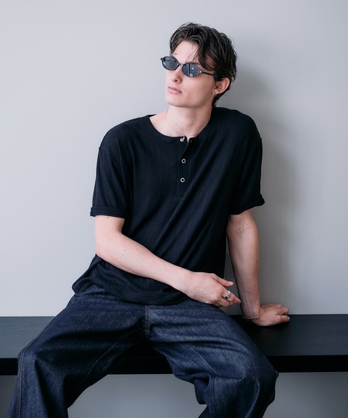 Adoon plain（アドーンプレーン）の「SNAP BUTTON RIB HENRY NECK T / スナップボタンリブヘンリーネックT 【新色追加】（Tシャツ/カットソー・メンズ・チャコールグレー/ブラック/ライトベージュ/ライトブルー/ネイビー/ボルドー/ライトグレー/ブラック系その他/杢グレー・MEDIUM/LARGE）」の22枚目の写真