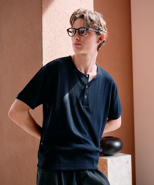 Adoon plain（アドーンプレーン）の「SNAP BUTTON RIB HENRY NECK T / スナップボタンリブヘンリーネックT 【新色追加】（Tシャツ/カットソー・メンズ・チャコールグレー/ブラック/ライトベージュ/ライトブルー/ネイビー/ボルドー/ライトグレー/ブラック系その他/杢グレー・MEDIUM/LARGE）」の19枚目の写真