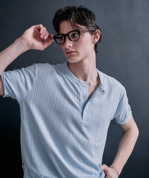 Adoon plain（アドーンプレーン）の「SNAP BUTTON RIB HENRY NECK T / スナップボタンリブヘンリーネックT 【新色追加】（Tシャツ/カットソー・メンズ・チャコールグレー/ブラック/ライトベージュ/ライトブルー/ネイビー/ボルドー/ライトグレー/ブラック系その他/杢グレー・MEDIUM/LARGE）」の15枚目の写真