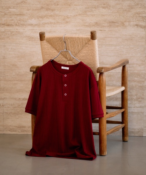Adoon plain（アドーンプレーン）の「SNAP BUTTON RIB HENRY NECK T / スナップボタンリブヘンリーネックT 【新色追加】（Tシャツ/カットソー・メンズ・チャコールグレー/ブラック/ライトベージュ/ライトブルー/ネイビー/ボルドー/ライトグレー/ブラック系その他/杢グレー・MEDIUM/LARGE）」の16枚目の写真