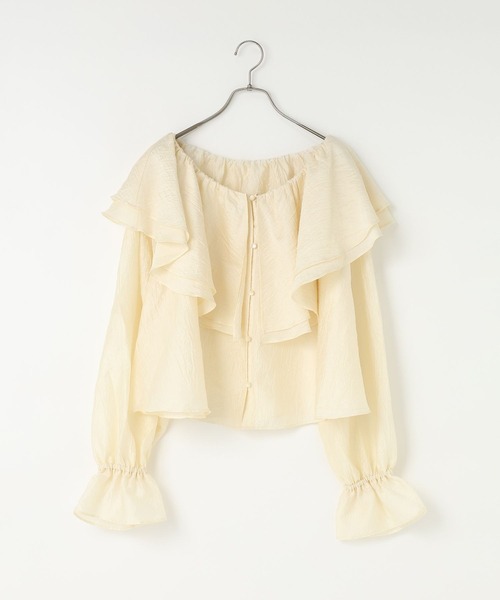 LOWRYS FARM(ローリーズファーム)の「3WAYシフォンブラウス 591459(シャツ/ブラウス・レディース・ブラック/オフホワイト/ブラック系その他/アイボリー・FREE)」の4枚目の写真