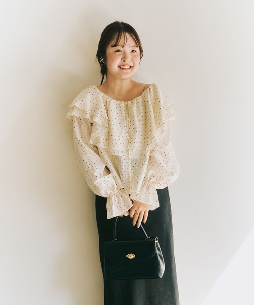 LOWRYS FARM(ローリーズファーム)の「3WAYシフォンブラウス 591459(シャツ/ブラウス・レディース・ブラック/オフホワイト/ブラック系その他/アイボリー・FREE)」の12枚目の写真