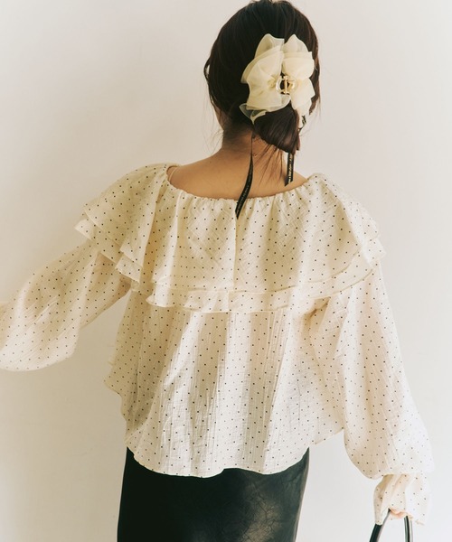 LOWRYS FARM(ローリーズファーム)の「3WAYシフォンブラウス 591459(シャツ/ブラウス・レディース・ブラック/オフホワイト/ブラック系その他/アイボリー・FREE)」の11枚目の写真
