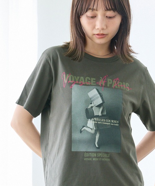 TRICOMER(トリコメル)の「【TRICOMER】VOYAGE A PARIS GIRL TEE|フォトT/ロゴT(Tシャツ/カットソー・レディース・ホワイト/チャコールグレー・F)」の2枚目の写真